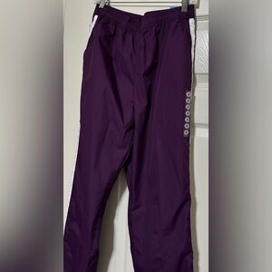 BCG Womens Workout Pants, Purple/white stripe. Size M. 2 front pockets NWT